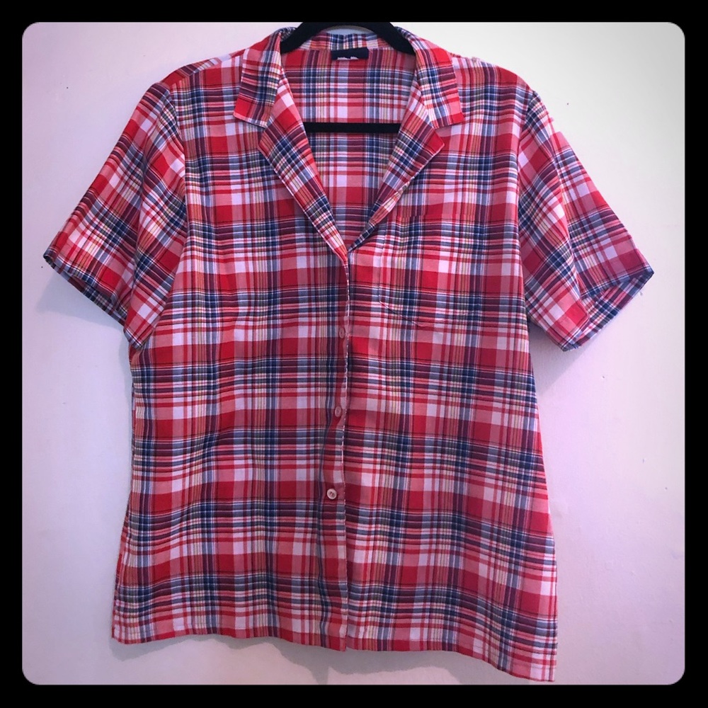 Vintage plaid collared blouse